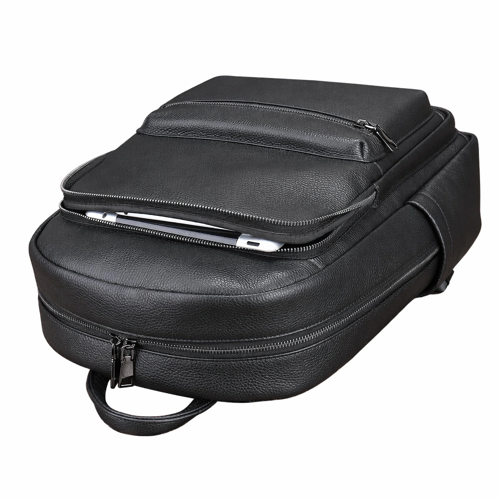 Black Full Grain Leather Business Back Pack