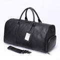 High End Genuine Leather Gym Bag With Shoe Compartment (Black / Brown)