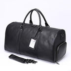 High End Genuine Leather Gym Bag With Shoe Compartment (Black / Brown)