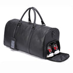 High End Genuine Leather Gym Bag With Shoe Compartment (Black / Brown)