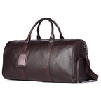 High End Genuine Leather Gym Bag With Shoe Compartment (Black / Brown)