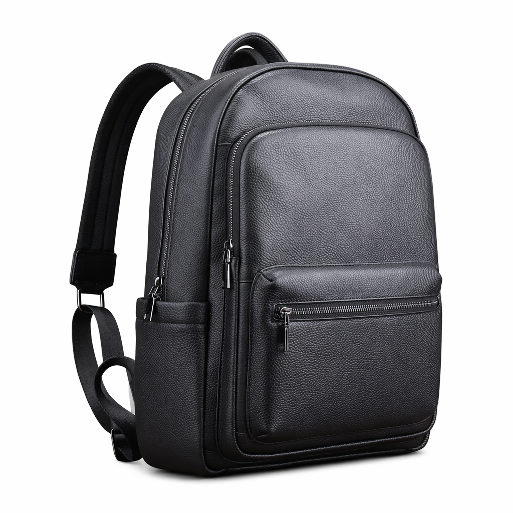 Black Full Grain Leather Business Back Pack